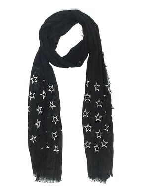 Black scarf white Star pattern Embroidered Scarf - 100% cotton